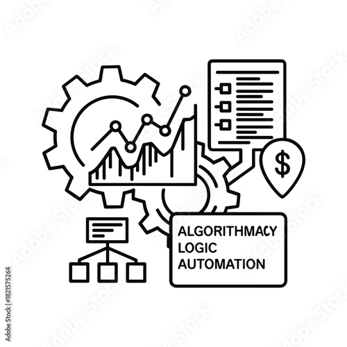 Algorithmacy logic automation concept isolated on white background for business