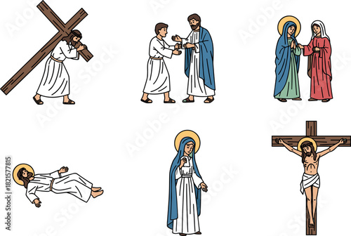 Jesus Christ Passion of the Cross Stations of the Cross Religious Icons