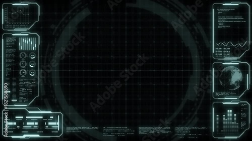 Digital HUD futuristic background motion graphic element cyber generated. Future technology interface data sci-fi display screen. Artificial intelligent analytic simulation, loop able video background