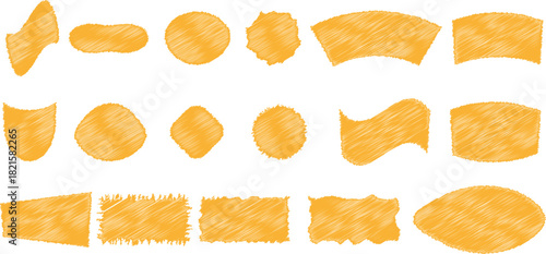 Etykietki z teksturą kredki. Naklejki o różnych kształtach.