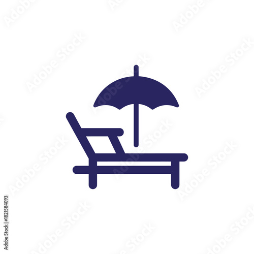 Dreaming of a tropical getaway? Beach chair and umbrella icon brings summer vibes to your designs for vacation promotions or travel apps