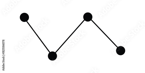 Minimalistic Black Line Chart with Data Points on White Background, Abstract Analytics Infographic Element for UI and Business Presentation.