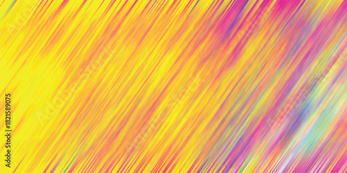 Energetic abstract background with bright yellow dominant diagonal brushstroke lines interspersed with vibrant pink and purple accents creating a lively and dynamic visual texture for creative