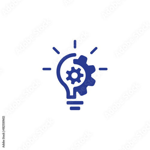 Empowering innovation with a modern lightbulb and gear design, perfect for technology startups and creative solutions in the digital age