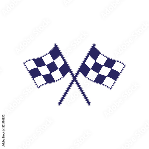 Checkered flags waving for victory, a minimalist icon of competition and success perfect for event promotions or branding designs, celebrating winning