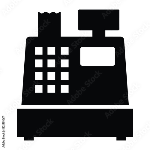 Cash Register Silhouette Icon for Retail & Payments