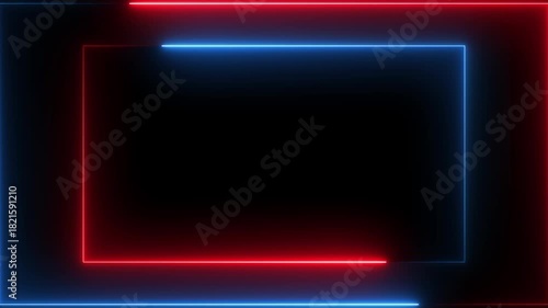 Wallpaper Mural Glowing neon red and blue color square rectangle picture frame icon animation display neon box footage shape round seamless border retro movement rotation smooth show effect on black background	 Torontodigital.ca