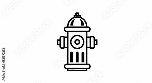 Fire Hydrant Illustration Essential Urban Safety Equipment Depicted in Simple Line Art.