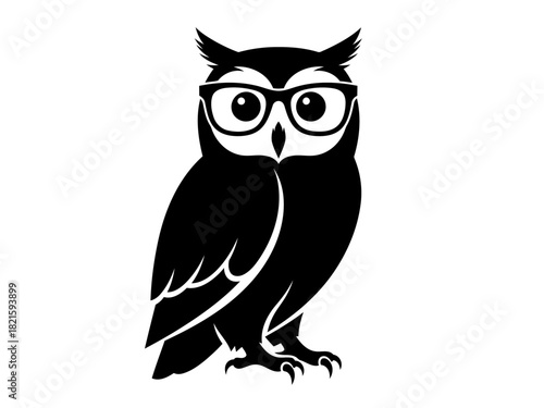 Wise Owl Vector Illustration with Glasses