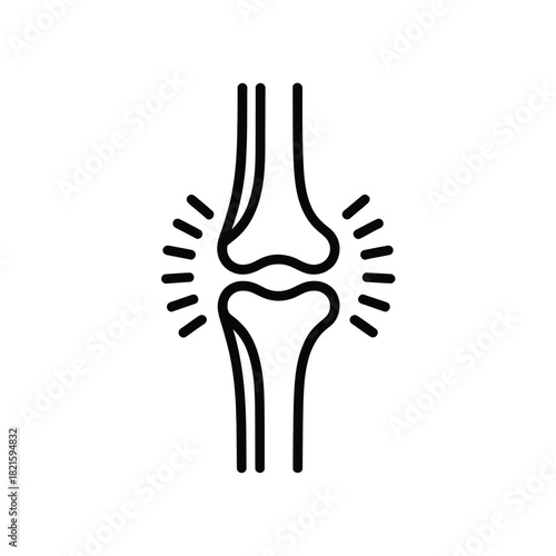 Icon of a painful knee joint with radiating lines