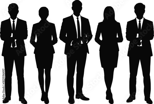 Business professional silhouette set vector, formal attire clipart, male and female figures, corporate team design elements