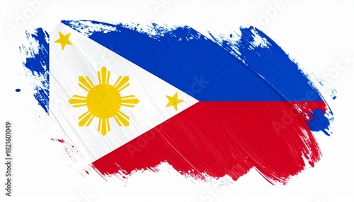 Painted Grunge Style Philippines Flag Art Sun and Stars