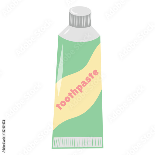 Toothpaste tube illustration, dental paste vector. Squeezed toothpaste tube sketch, oral care product. Toothpaste packaging vector, hygiene tube design