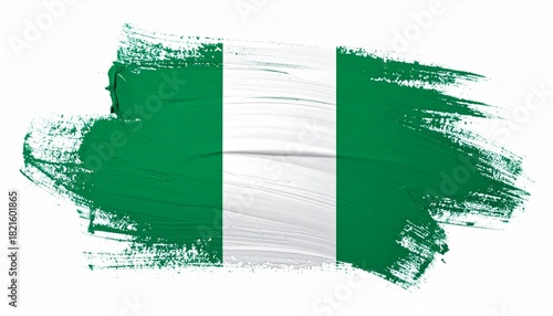 Painted Grunge Style Nigeria Flag Art Green White Vertical Tricolor