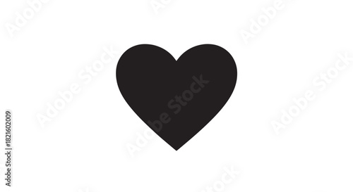 Minimalist black heart icon symbolizing love and affection against a clean white background.