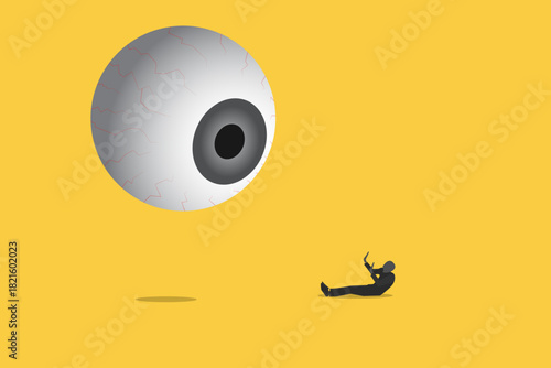 Businessman being monitored at work minimal illustration. concept of loss of privacy, surveillance