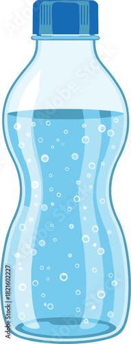 Plastic Bottle of Sparkling Water Vector Illustration, Refreshing Carbonated Soda Drink Icon