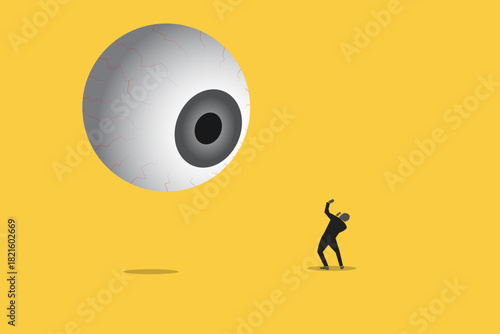 Businessman being monitored at work minimal illustration. concept of loss of privacy, surveillance