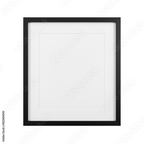 Empty Black Frame Displayed on a White Background for Art or Photo Presentation