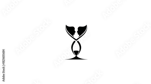Elegant abstract wine glass logo design formed by two facing human profile silhouettes, symbolizing romance, celebration, and connection.