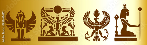 Egyptian queen Cleopatra ornament.Queen of Egypt,  Illustration isolated in vector.