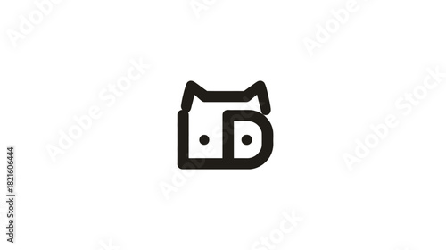 Modern minimalist line art fox or dog head icon. Simple geometric animal illustration for branding, app icon, logo design, or web graphics. Clean graphic art on white background.