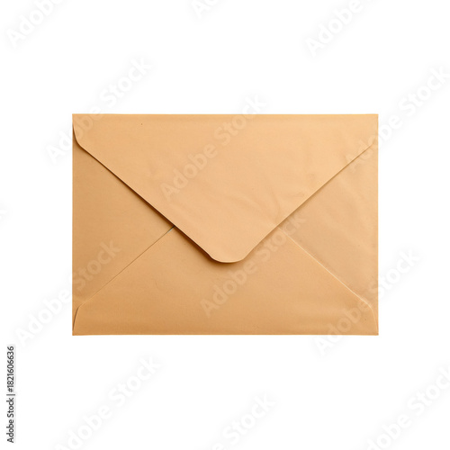Brown Envelope on White Background Ready for Mailing or Storage With Clear Cl...
