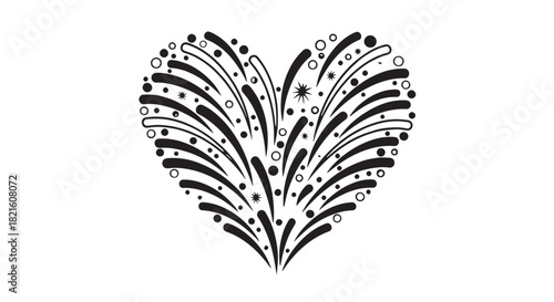 Decorative floral heart silhouette created from graceful botanical motifs and swirls.