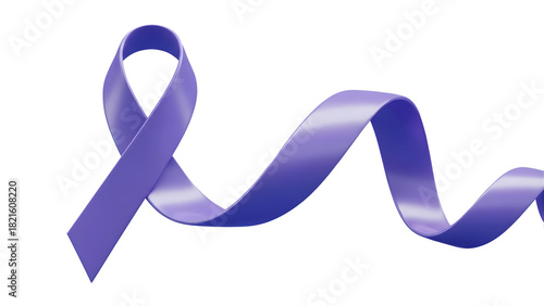 Pancreatic Cancer Awareness 3D Ribbon Graphic – Purple Symbol Art