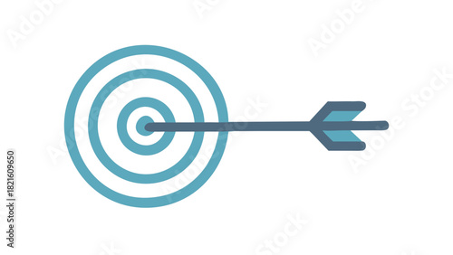 Minimal icon of a target with an arrow hitting the bullseye representing goal achievement