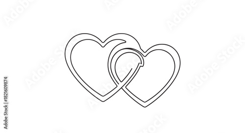Interlocking heart outlines symbolizing love and partnership in a minimalist illustration.