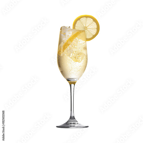 Refreshing Lemon Drink Served in a Tall Glass With Ice and a Garnish of Lemon...