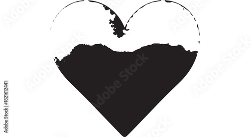 Stylized black heart silhouette with white curved top accents for a modern graphic emblem.