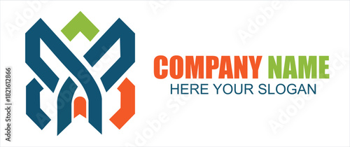 Abstract geometric logo design with colorful intertwined shapes, symbolizing business, connection, and growth, isolated on white background