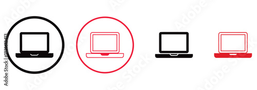 Sleek laptop icons for modern designs perfect for tech startups and digital ventures, available in bold black and vibrant red for eye catching websites and apps to enhance user experience