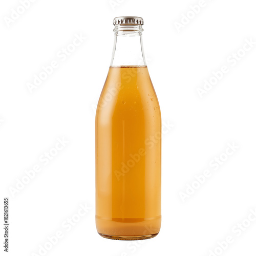 Refreshing Drink in a Clear Glass Bottle on a Simple White Background Showcas...