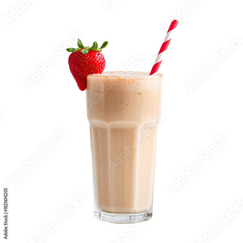 Delicious Strawberry Smoothie With Creamy Texture Served in a Clear Glass