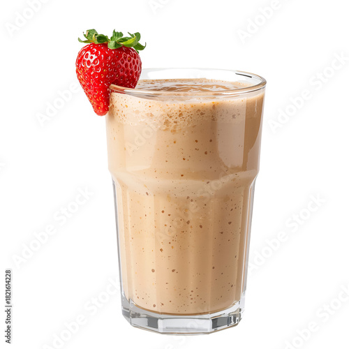 Delicious Strawberry Smoothie With Creamy Texture Served in a Clear Glass