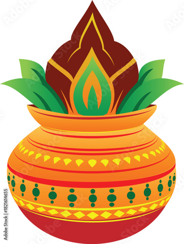 Wedding Kalash design, puja kalash design black and white drawing	