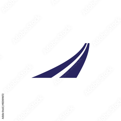 Modern road vector for transportation concepts, symbolizing direction and travel, perfect for logo design or website icons, conveying motion and simplicity