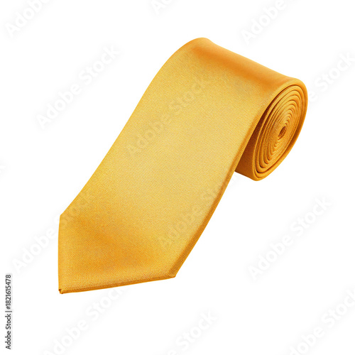 Elegant Yellow Tie Rolled Neatly for Formal Occasions and Professional Outfits