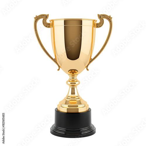 Shiny Golden Trophy Displayed on a Black Base for an Award Ceremony