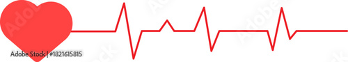 Red heart symbol connected to a heartbeat ekg line