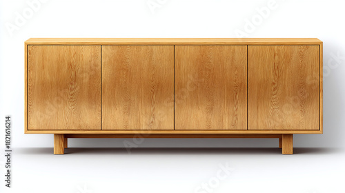 Elegant wooden cabinet with four doors, showcasing craftsmanship and design. The cabinet's natural wood grain adds warmth and a touch of sophistication to any interior