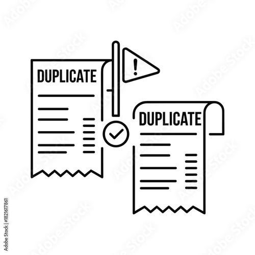 Two identical document receipts marked as duplicate with warning sign
