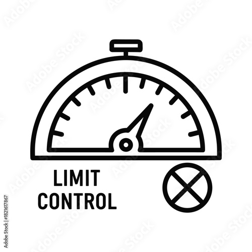 Limit control gauge icon with text isolated on