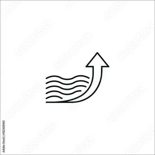 Coastal evacuation route safety sign icon for emergency preparedness