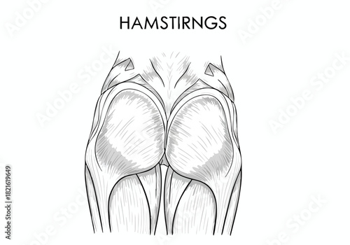 Hamstring Muscles Detailed Anatomy Illustration for Fitness and Education