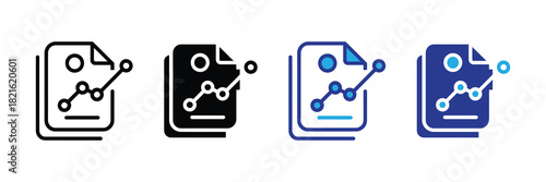 Graph on document icon symbol, representing financial data analysis, statistics, and business reporting trends
