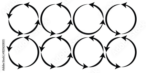 Rotating Arrow Circle Icon Set for Infographic Recycling Process, Refresh Reload Loop Rotation Symbol Collection for Workflow, Update, Cycle and Directional Navigation Concepts